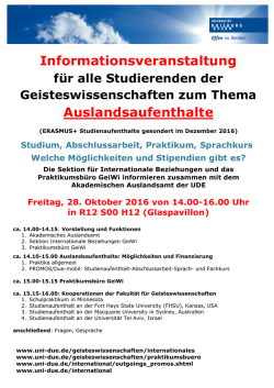 Informationsveranstaltung Auslandsaufenthalte