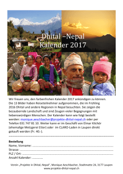 Kalender 2017 - Projekte Dhital Nepal