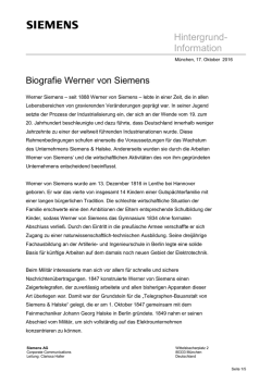 Hintergrundinformation: Biografie Werner von Siemens