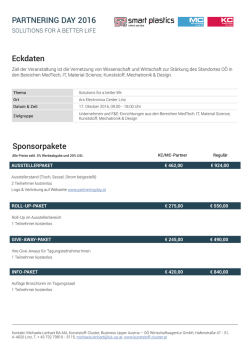 Eckdaten Sponsorpakete PARTNERING DAY 2016
