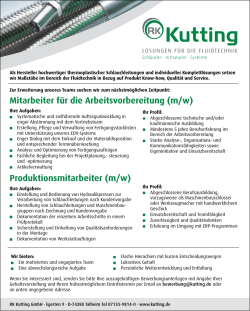 Mitarbeiter für die Arbeitsvorbereitung (m/w)