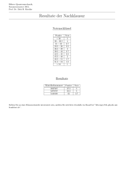 Resultate der Nachklausur