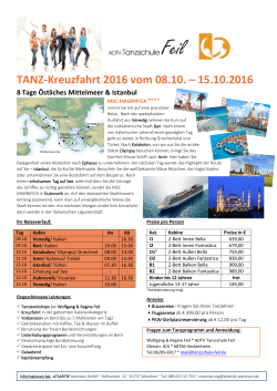 TANZ-Kreuzfahrt 2016 vom 08.10. – 15.10.2016