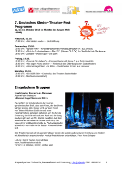 7. Deutsches Kinder-Theater-Fest Programm Eingeladene Gruppen