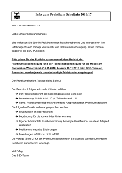 Ansagen zum Praktikumsbericht