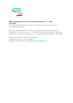 Italien: Landesweiter Streik der Flugzeugbesatzung am 07.11.2016