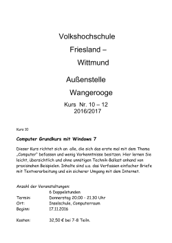 VHS-Programm II - Wangerooge Aktuell