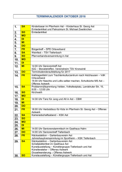 Terminkalender Oktober 2016