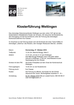 Klosterführung Wettingen - forum-60-plus