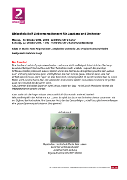 Diskothek: Rolf Liebermann: Konzert für Jazzband und Orchester