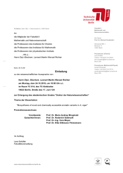Einladung - Fakult&auml;t II - Mathematik und Naturwissenschaften