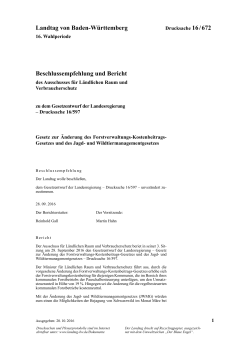 Drucksache - Landtag Baden W&uuml;rttemberg