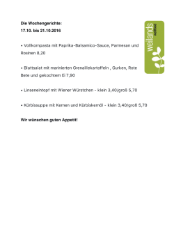 Die Wochengerichte - weilands wellfood