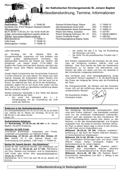 Gottesdienstordnung, Termine, Informationen