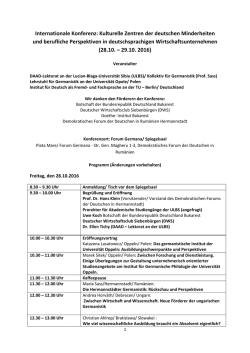 Internationale Konferenz: Kulturelle Zentren der deutschen