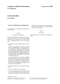Gesetzesbeschluss des Landtags Gesetz zur Änderung des