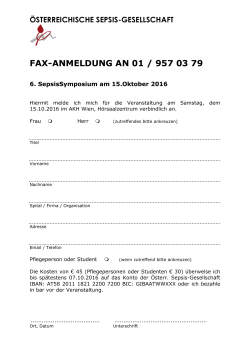 FAX-Anmeldeformular - Österreichische Sepsis