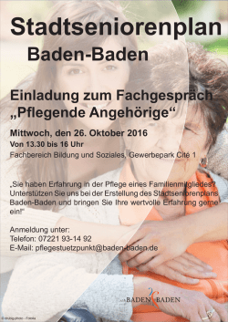 Einladung zum Fachgespräch „Pflegende Angehörige“ - Baden
