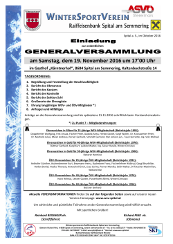 Einladung und Tagesordnung - Wintersportverein Spital am