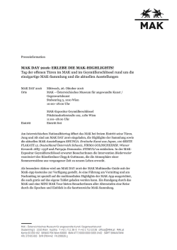 MAK DAY 2016: ERLEBE DIE MAK-HIGHLIGHTS! Tag der offenen