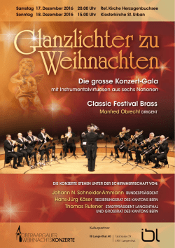 Glanzlichter zu Weihnachten - Oberaargauer Weihnachtskonzerte