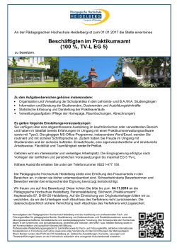 Beschäftigten im Praktikumsamt (100 %, TV-L EG 5)
