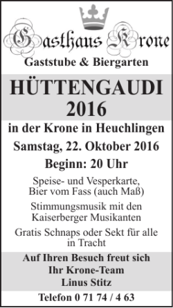 H&uuml;ttenGaudi 2016