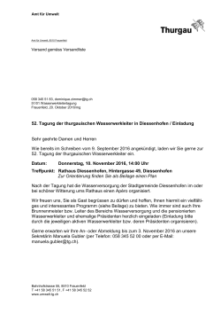 52. Tagung der thurgauischen Wasserwerkleiter in