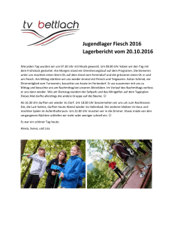 Jugendlager Fiesch 2016 Lagerbericht vom 20.10.2016
