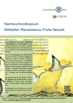 Nachwuchscolloquium Mittelalter–Renaissance–Frühe Neuzeit