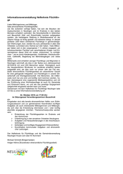 Infoveranstaltung Helferkreis Fl&uuml;chtling
