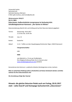 Hinweis: die gleiche Exkursion findet auch am