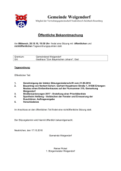 Gemeinderatssitzung Weigendorf am 26.10.2016