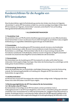 Kundenrichtlinien für die Ausgabe von BTV Servicekarten