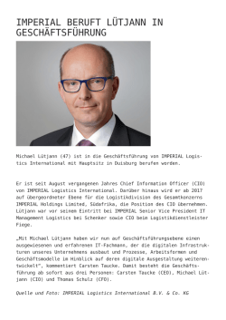 IMPERIAL beruft L&uuml;tjann in Gesch&auml;ftsf&uuml;hrung