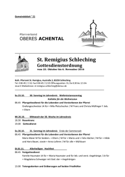 Gottesdienst-Ordnung und Informationen des