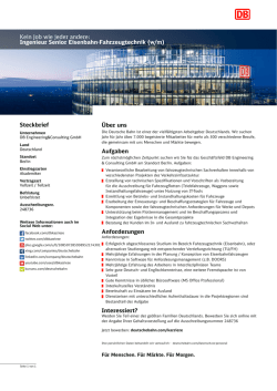 Ingenieur Senior Eisenbahn-Fahrzeugtechnik (w/m)