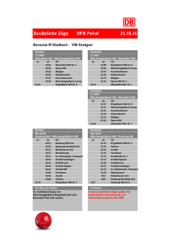Zusätzliche Züge DFB Pokal 25.10.16