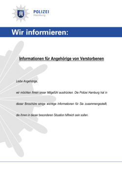 Informationen f&uuml;r Angeh&ouml;rige von Verstorbenen