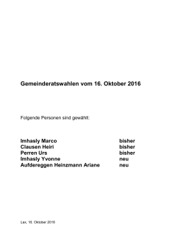 Gemeinderatswahlen vom 16. Oktober 2016