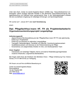 Inserat Projektmitarbeiterin