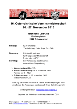 16. Österreichische Vereinsmeisterschaft 26. -27. November