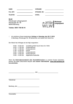 Infotag am 26.11.2016 - WLW