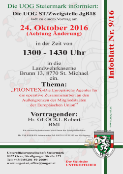 Infoblatt Nr. 9/16 24. Oktober 2016 1300 - 1430 Uhr