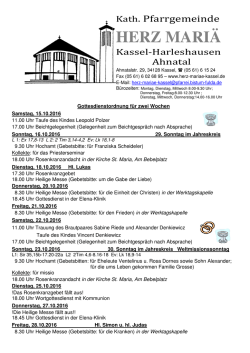 Gottesdienstordnung 2016.10.30 - Katholische Pfarrgemeinde Herz