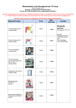 Merchandisingprodukte und Informationsmaterial der TU Graz