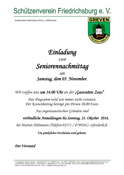 Einladung Seniorennachmittag - Schützenverein Friedrichsburg