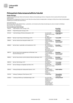 Ökologie - Vorlesungsverzeichnis Universität Basel
