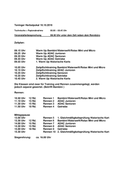 Zeitplan Sonntag 16.10 - Teningen - Kart