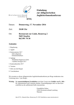 Einladung zur obligatorischen JugileiterInnenkonferenz